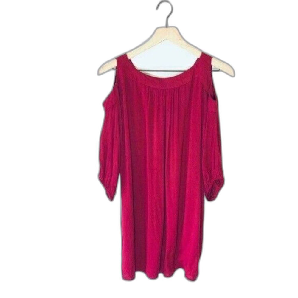 Picky Girl Maroon Tunic Dress Small Cold Shoulder Peasant Bohemian Style - Picture 2 of 3